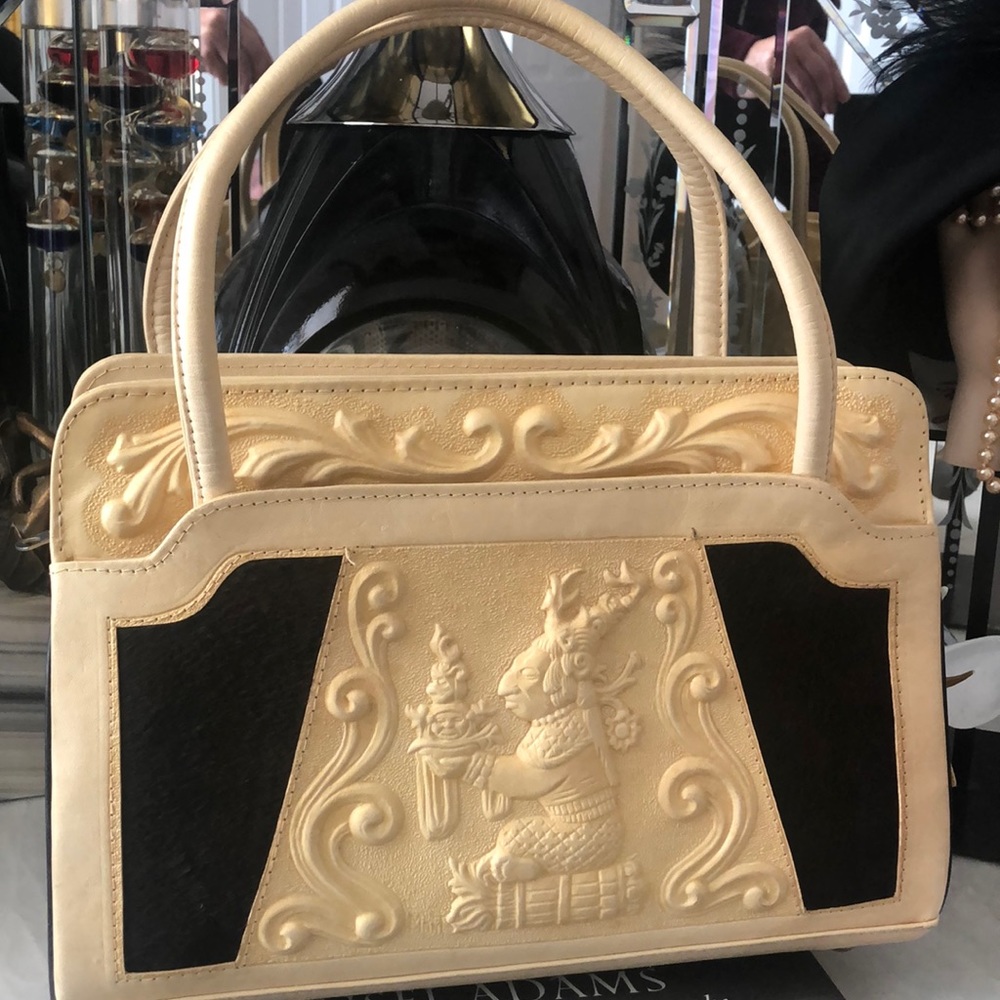 Vintage Hand Tooled Mayan God Purse Mexico